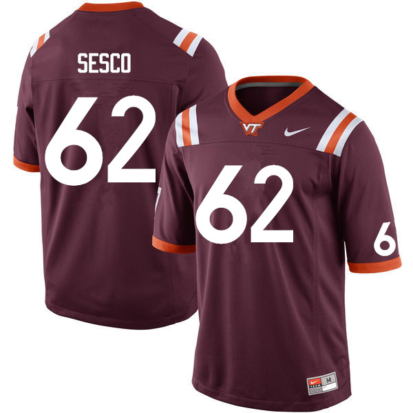 Men #62 Gabe Sesco Virginia Tech Hokies College Football Jerseys Sale-Maroon